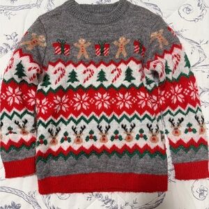 Primark Gray and Red Festive Crewneck Sweater